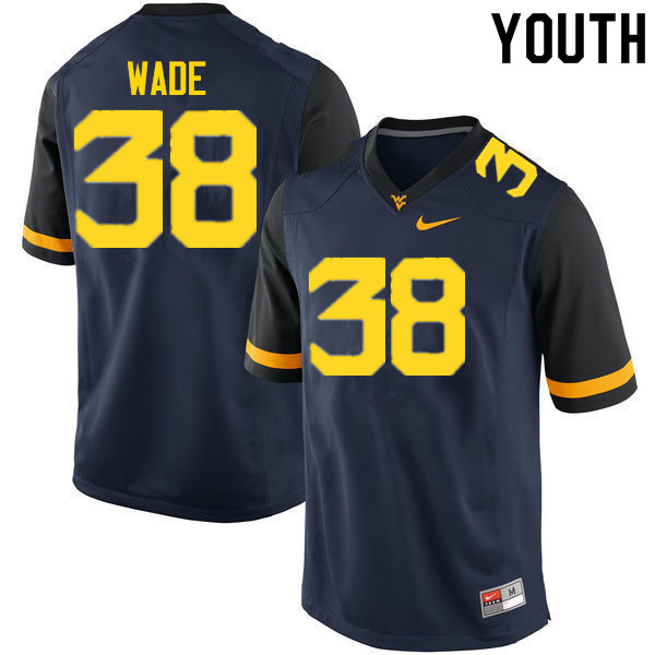 NCAA Youth Devan Wade West Virginia Mountaineers Navy #38 Nike Stitched Football College Authentic Jersey XD23U86BU